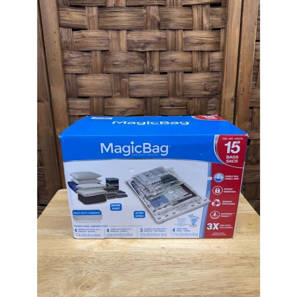 Magic Bag Vacuum Storage Bags Set - Blue & Red Packaging (15 Bags)